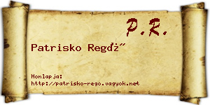 Patrisko Regő névjegykártya